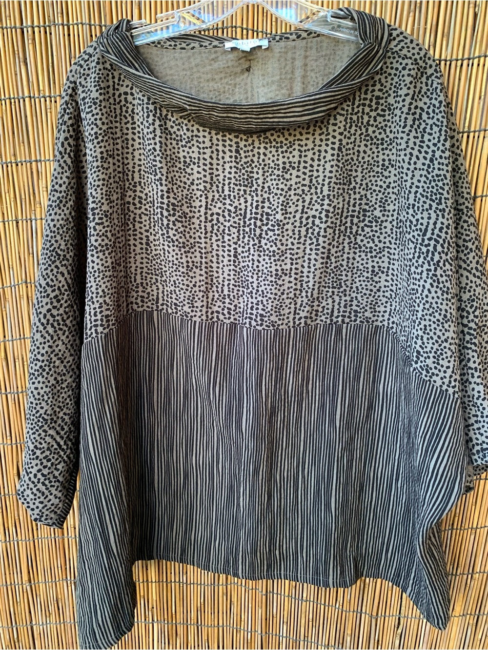 Habitat Two-Pattern Tunic Top in Cream and Black
